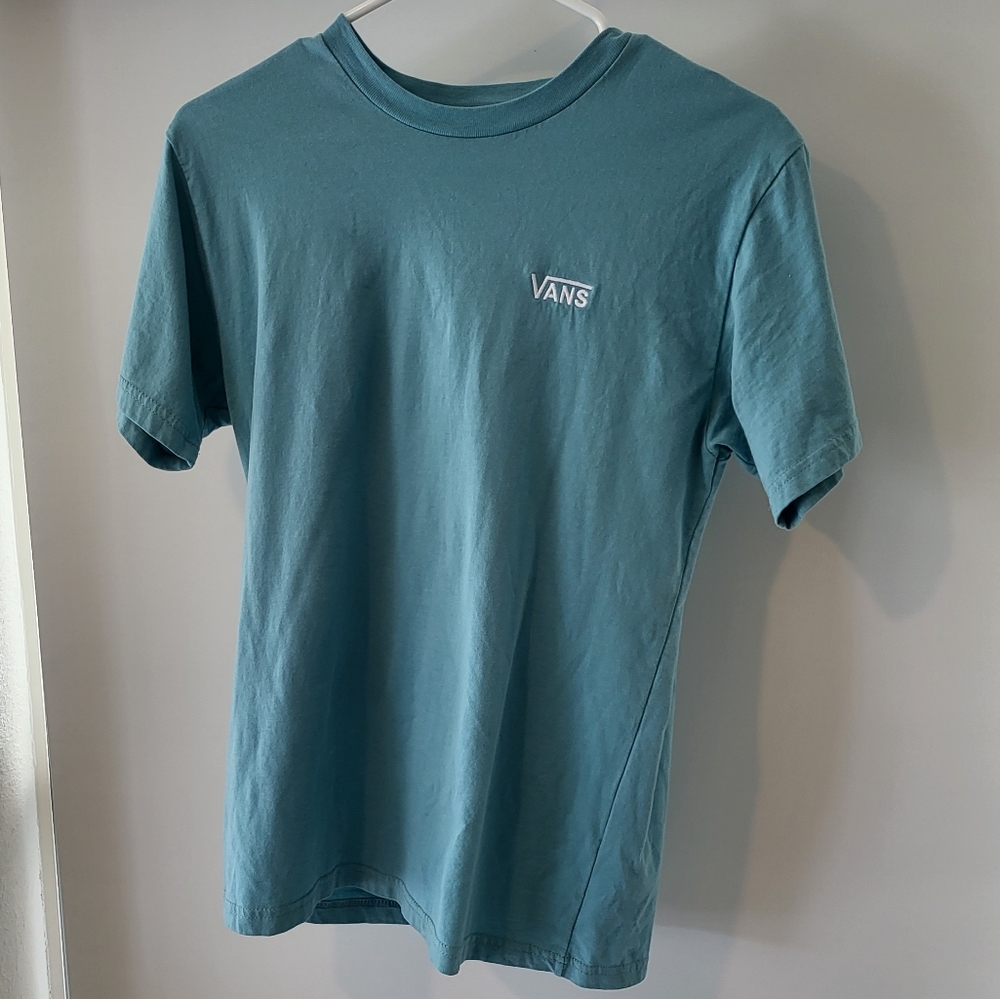 Vans, size small, the color is blue green. 100%cotton.